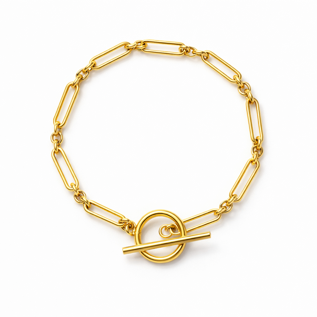 Pulsera Barra T Eslabones Oro