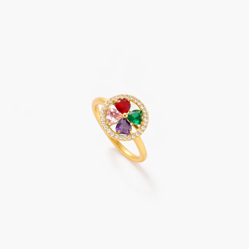 Anillo Giratorio Corazones Onda de Color