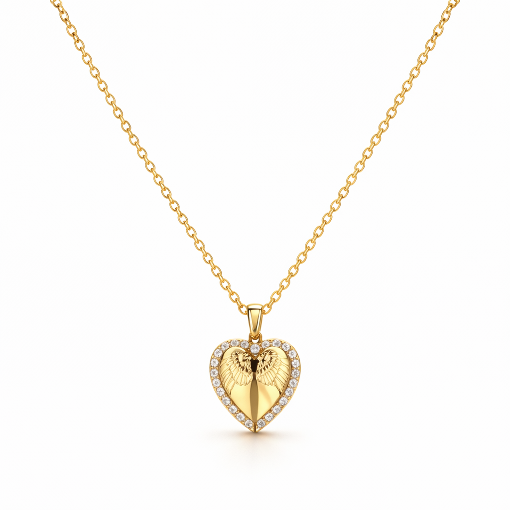 Collar Corazón y Mariposa Oro