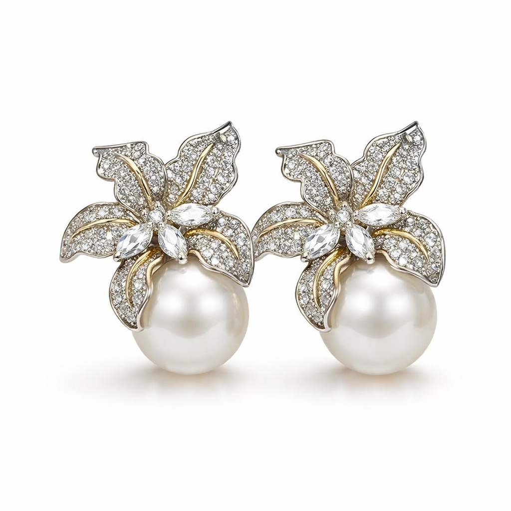 Pendientes Flor y Perla Exquisitos