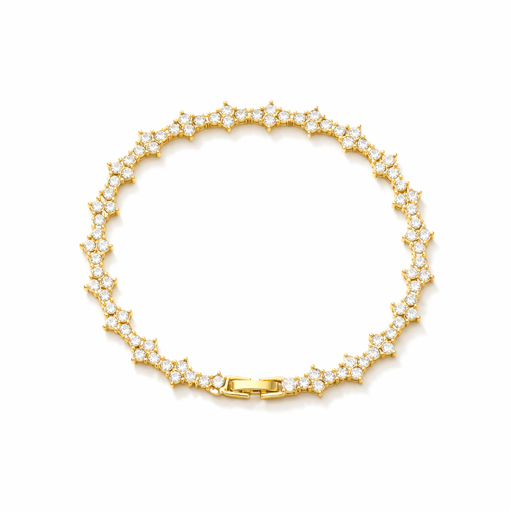 Pulsera Tenis Clásica Racimo Oro