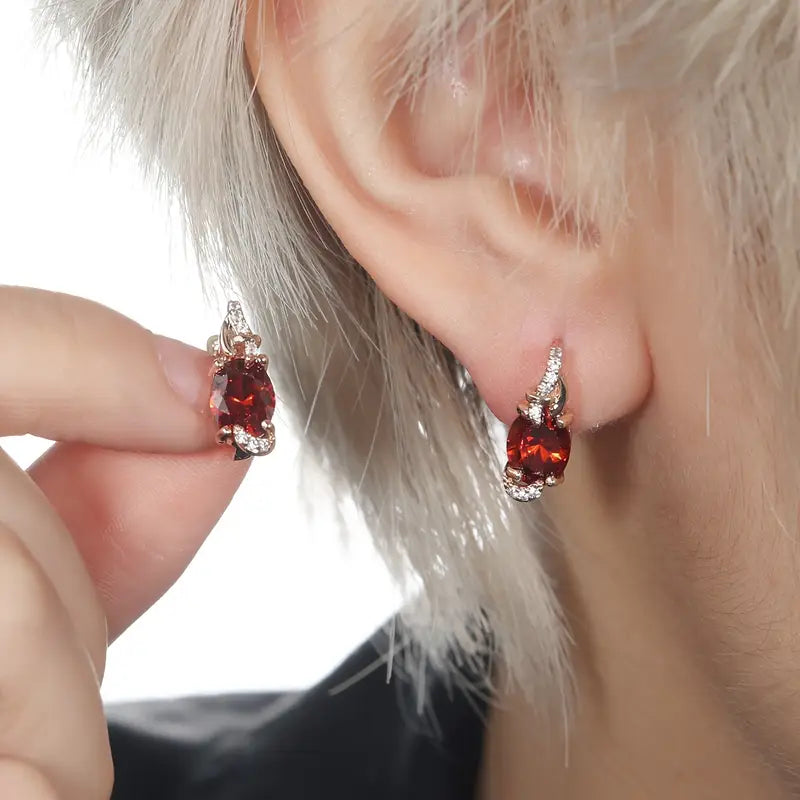 Pendientes Colgantes Rojo Profundo Crepúsculo