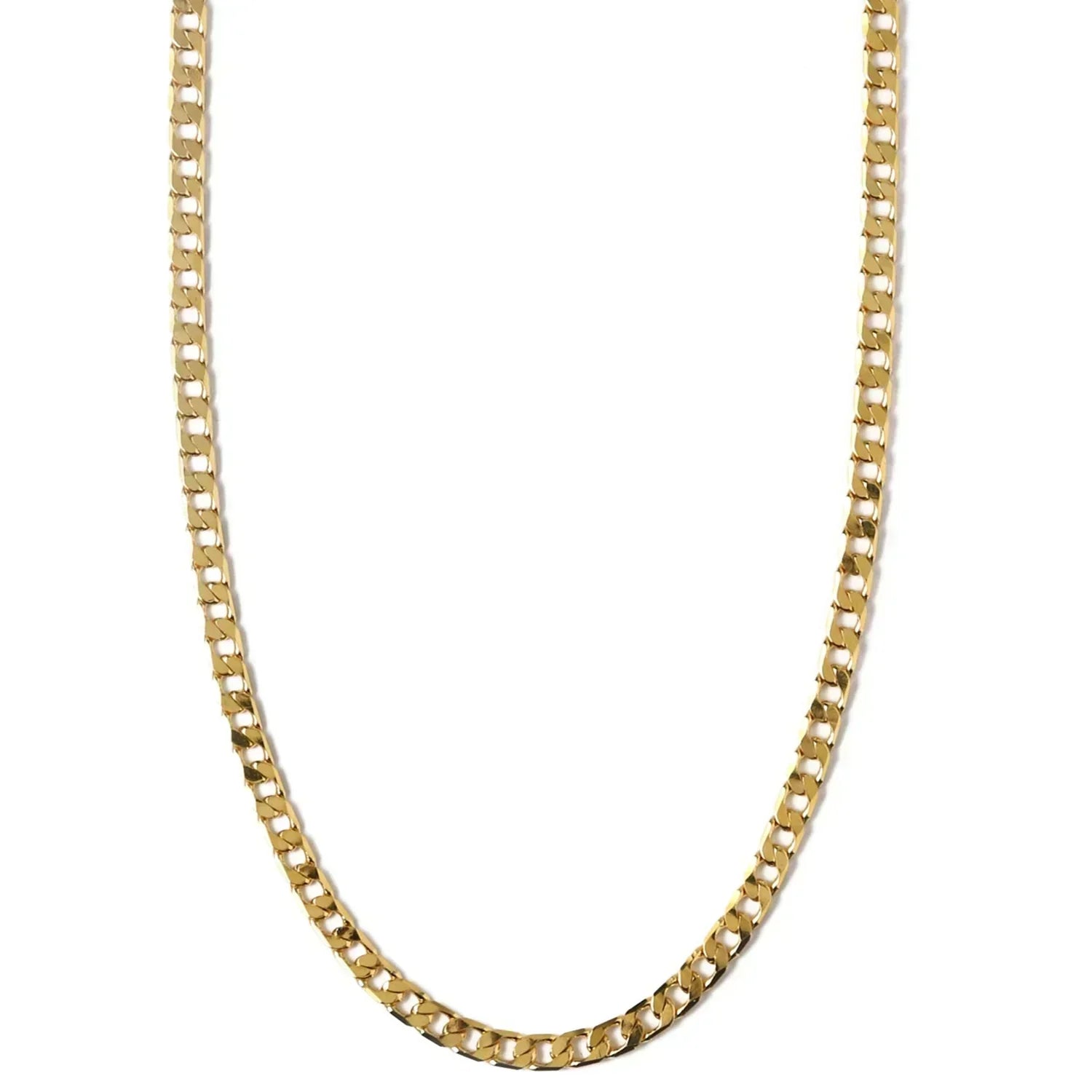 Collar Cadena Curb Plana Oro Blanco