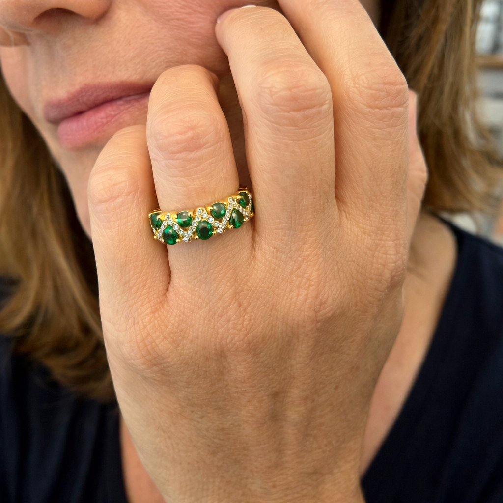 Anillo Calira Abierto Esmeralda