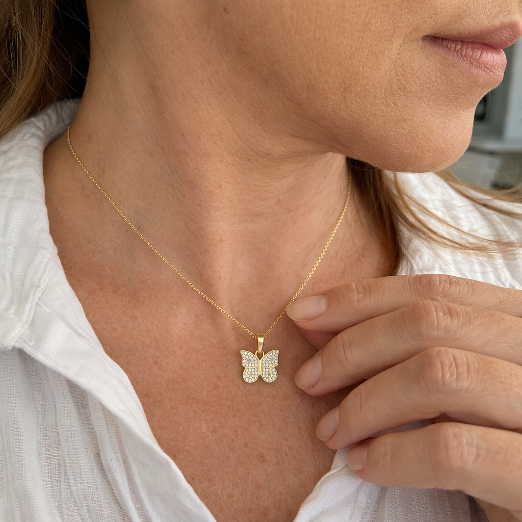 Collar Mariposa Brillante Oro