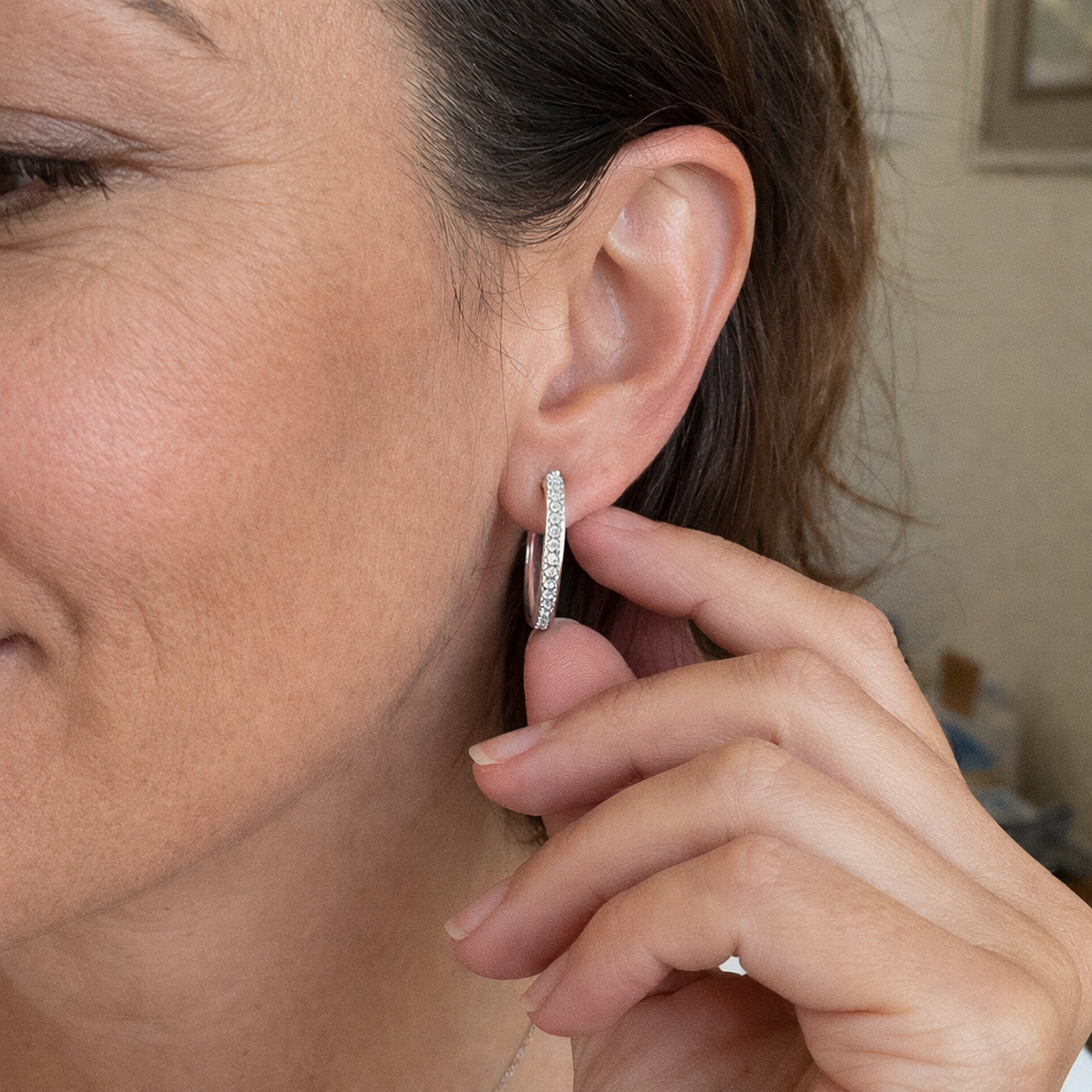Pendientes Sorel Pavé Oro Blanco