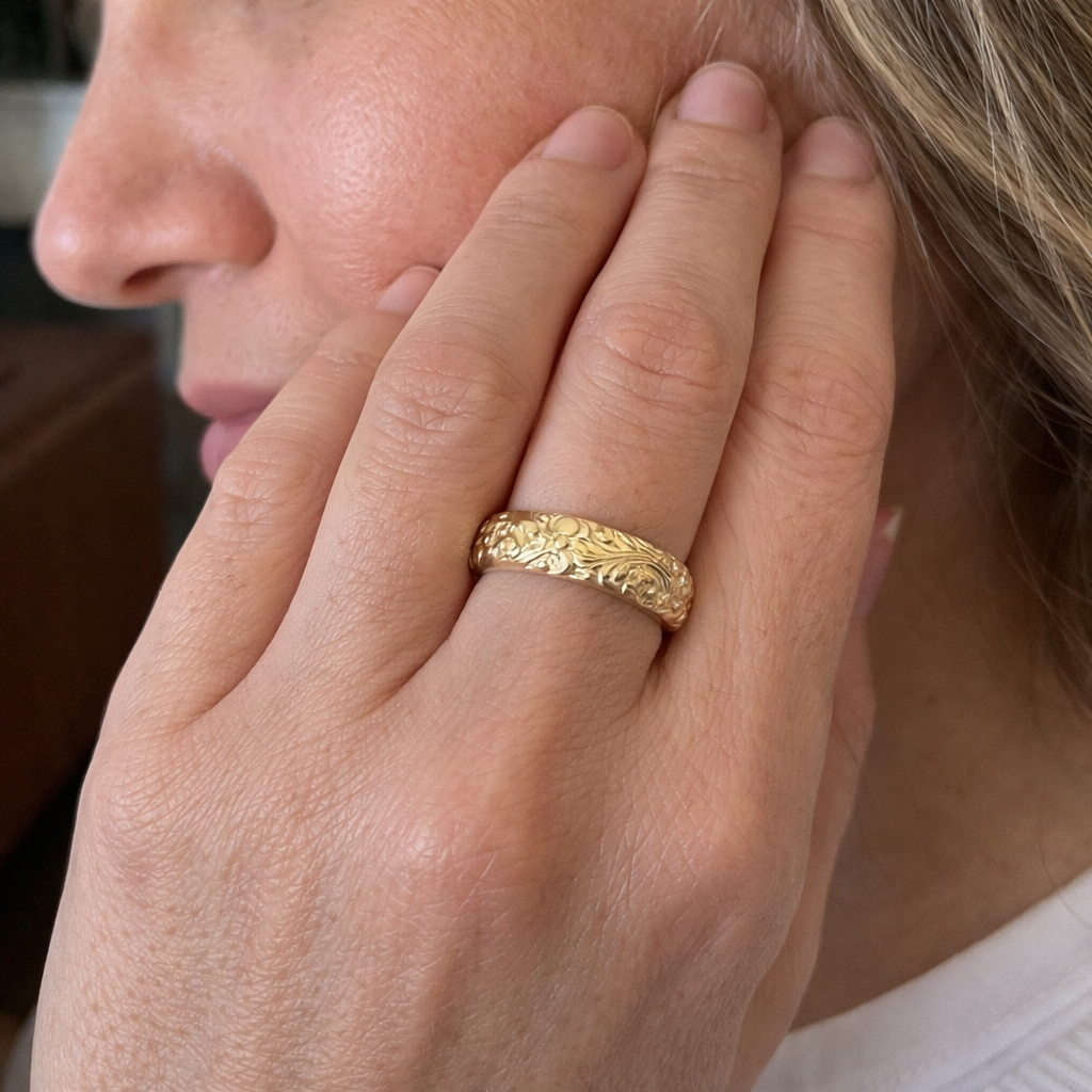 Anillo Flor Oro Antiguo