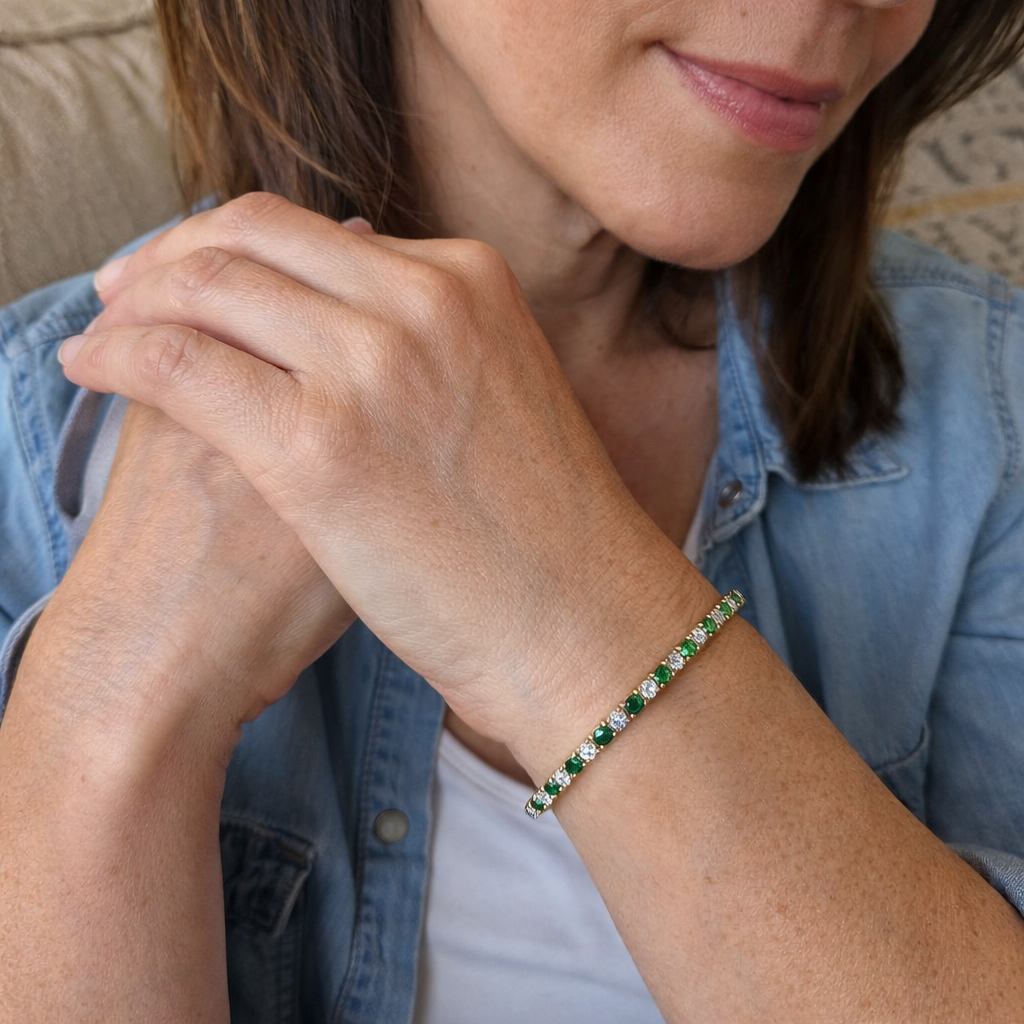 Pulsera Tenis Trío Esmeraldas
