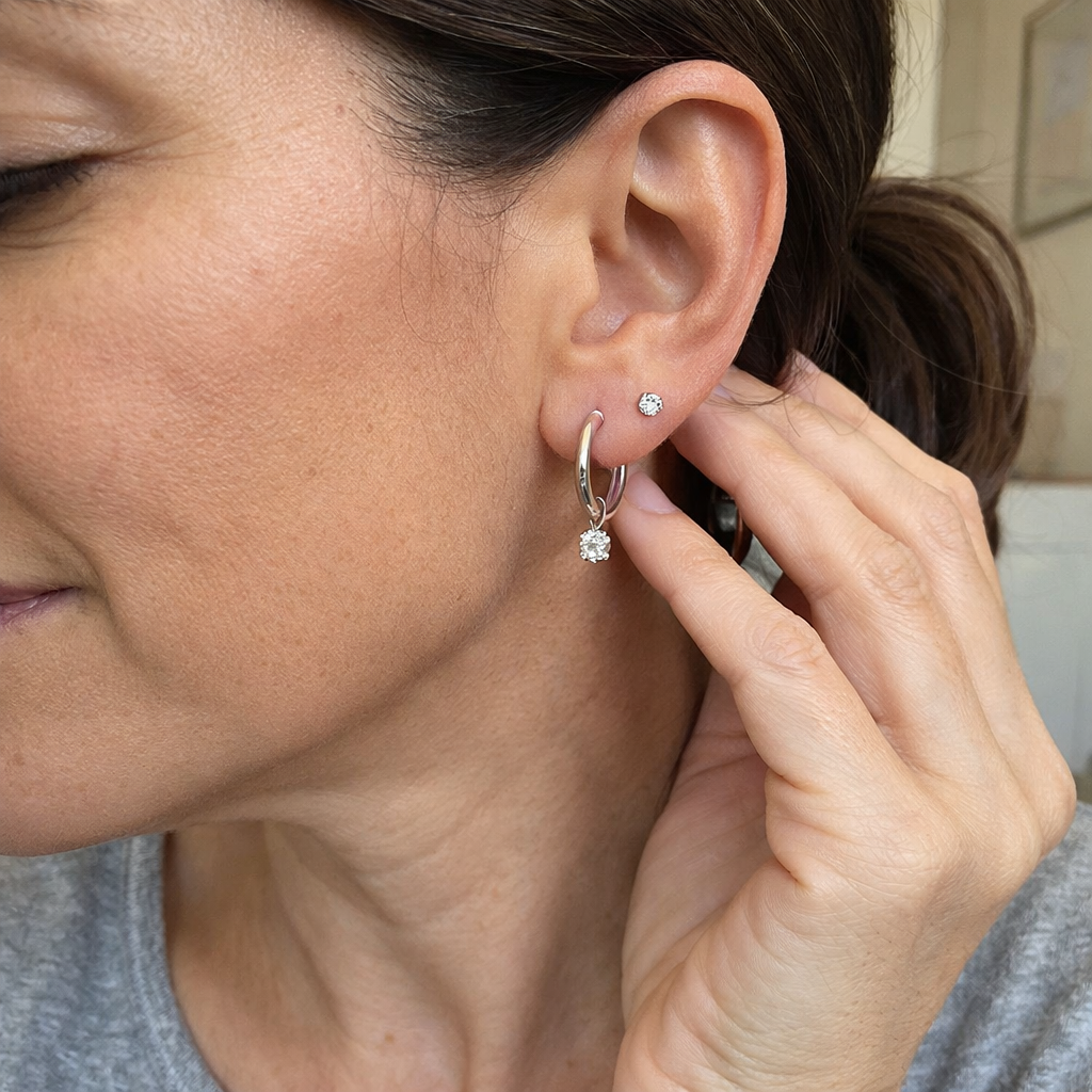 Set de Pendientes Lágrimas de Luna Oro Blanco
