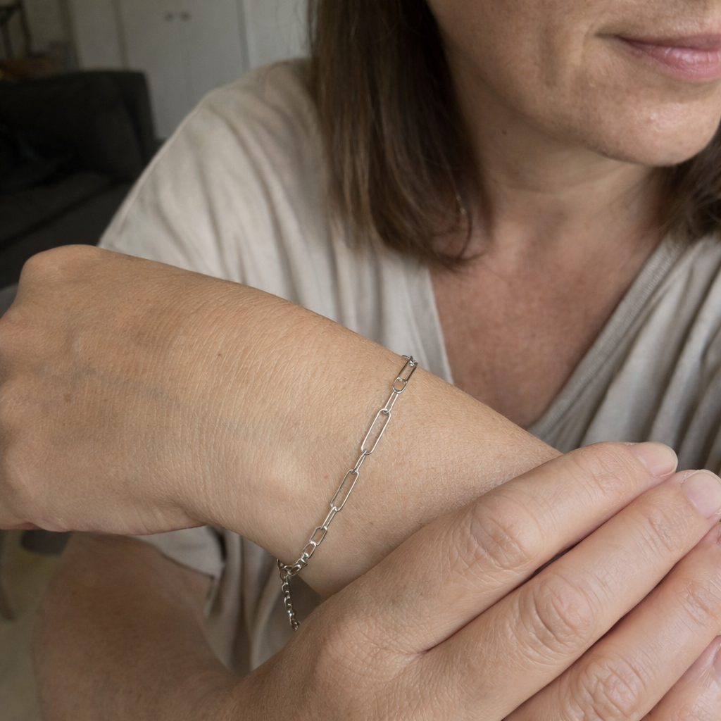 Pulsera Eslabón Veneciano Oro Blanco