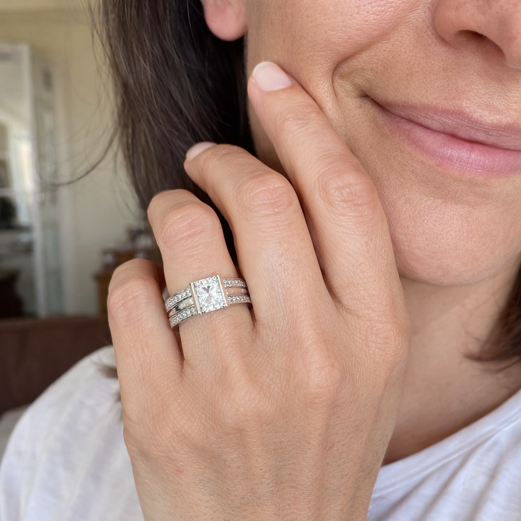 Anillo Cristal Engastado Antiguo