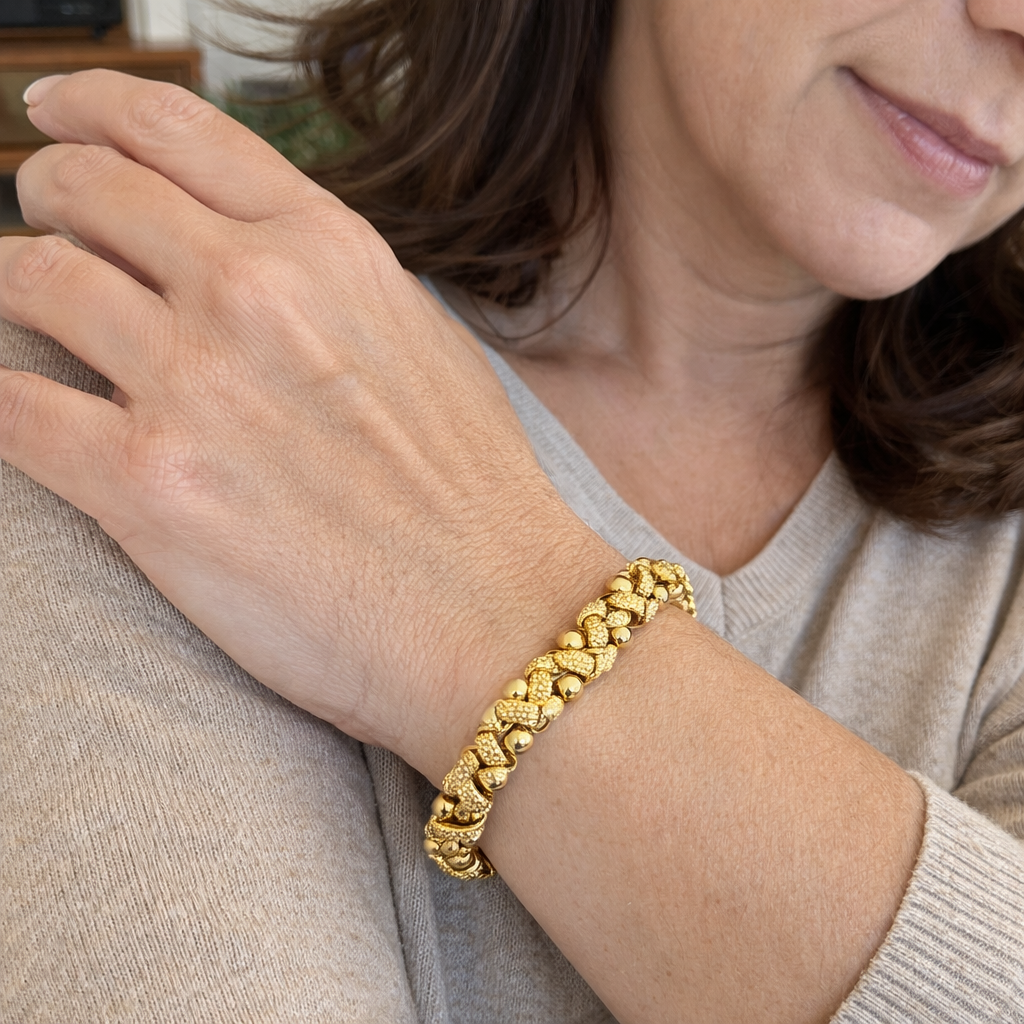 Pulsera Lirio Onda Adornada Oro