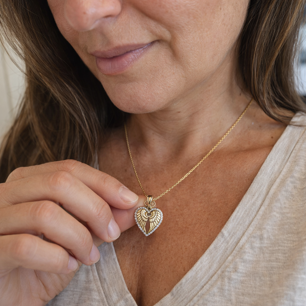 Collar Corazón y Mariposa Oro