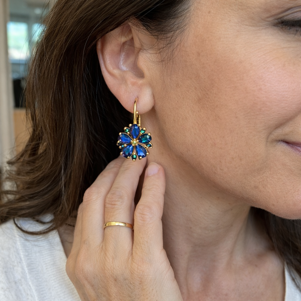 Pendientes Calina Flor Zafiro