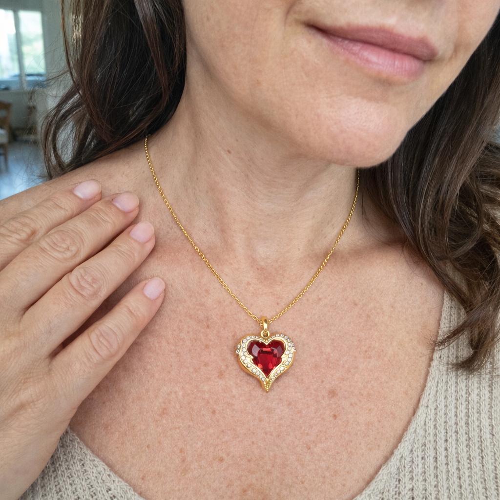 Collar Corazón Rubí Abrazo de Ángel