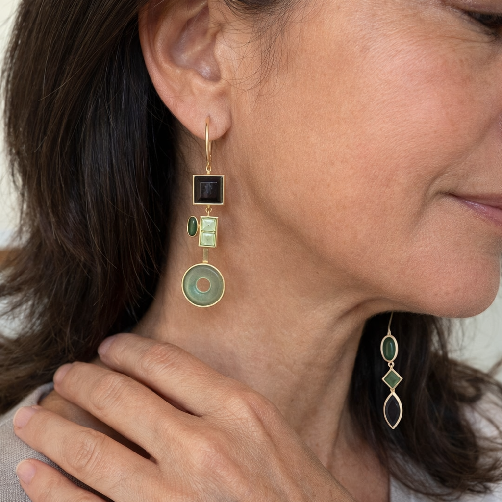 Pendientes Colgantes Bosque Cristal Vintage