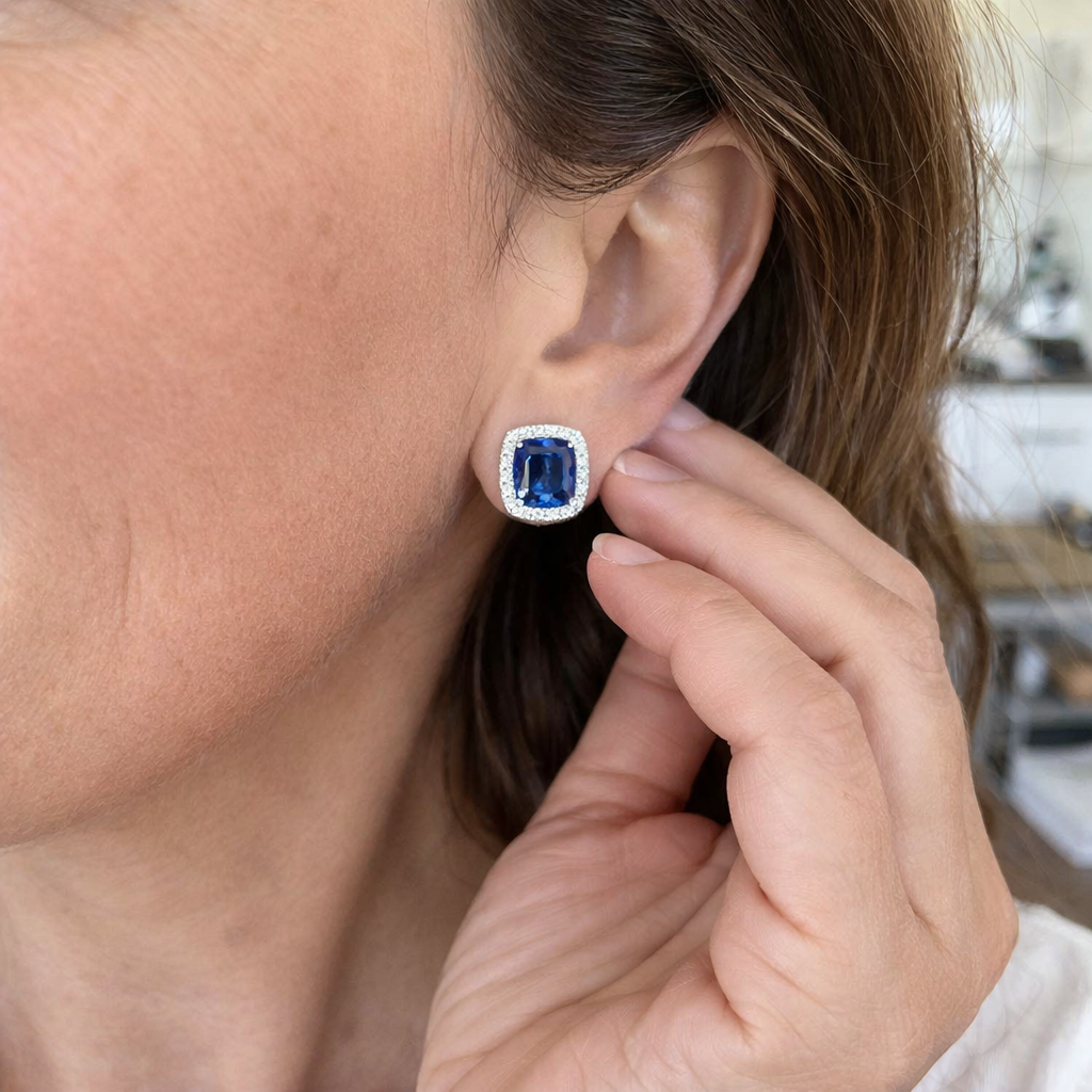 Pendientes Cuadrados Zafiro