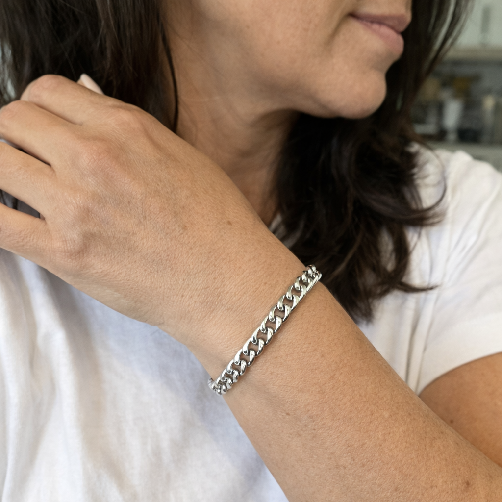 Pulsera Cubana Estate Oro Blanco