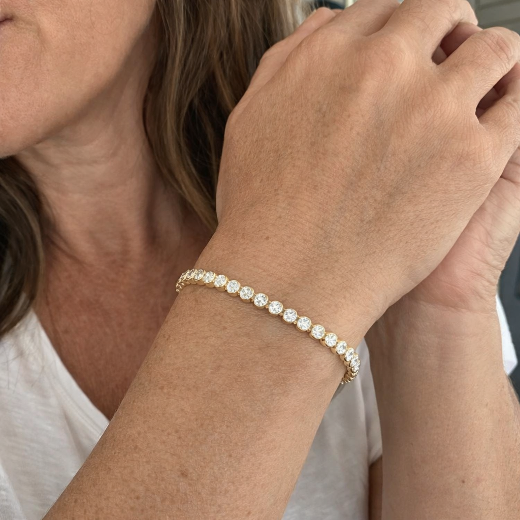 Pulsera Tenis Talla Redonda Oro