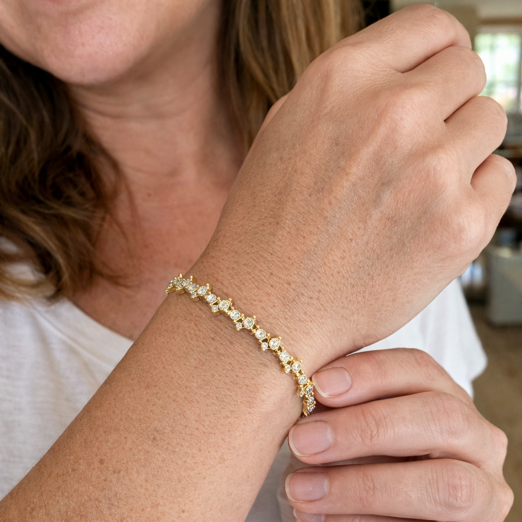 Pulsera Tenis Clásica Racimo Oro