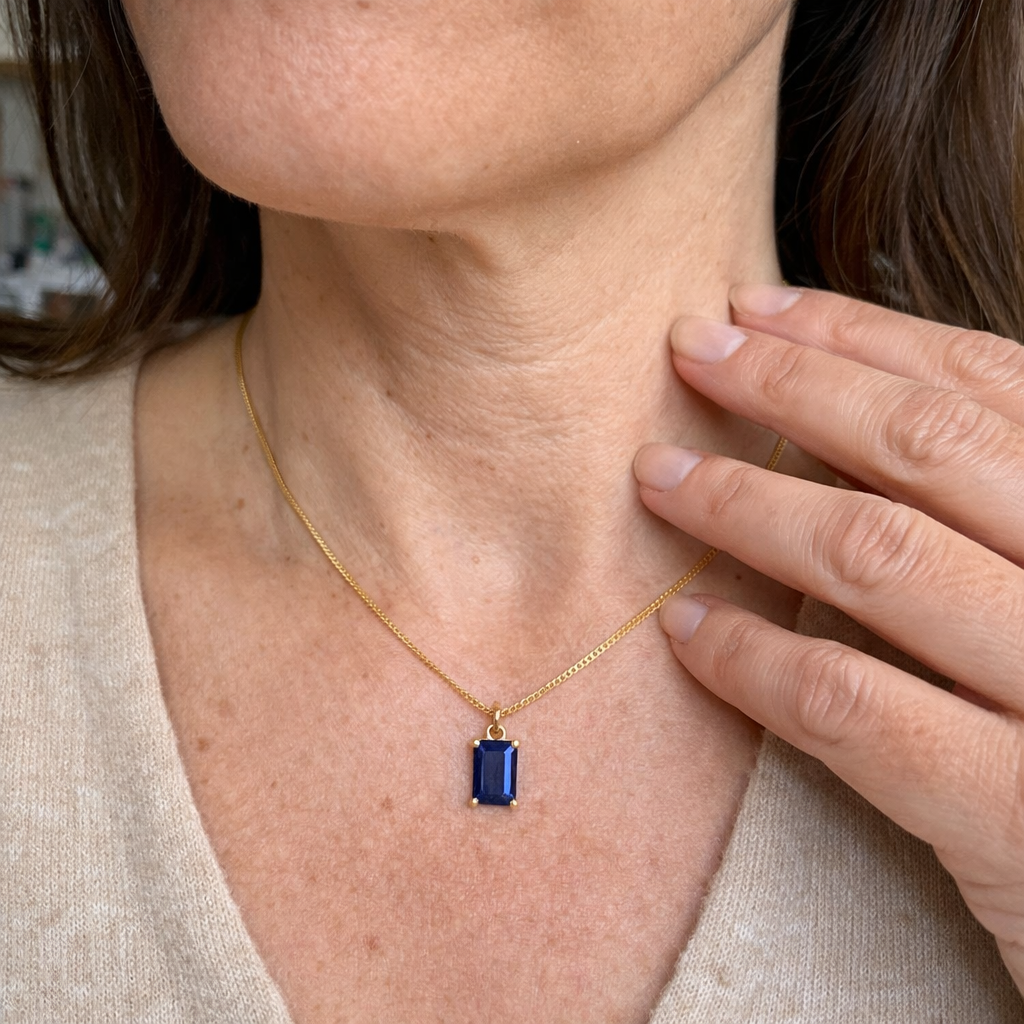 Collar Colgante Zafiro Minimalista