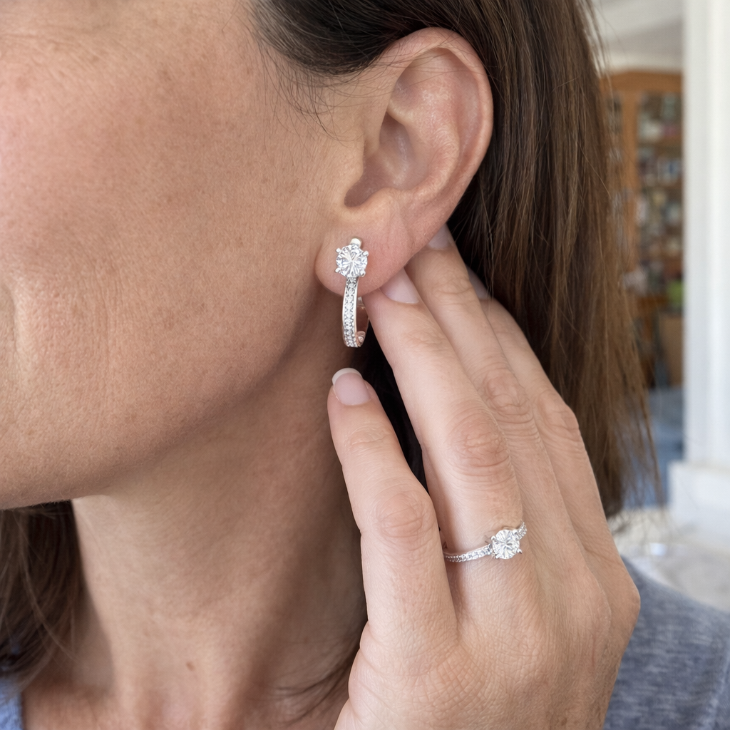 Pendientes Aro Pequeño con Canal Oro Blanco