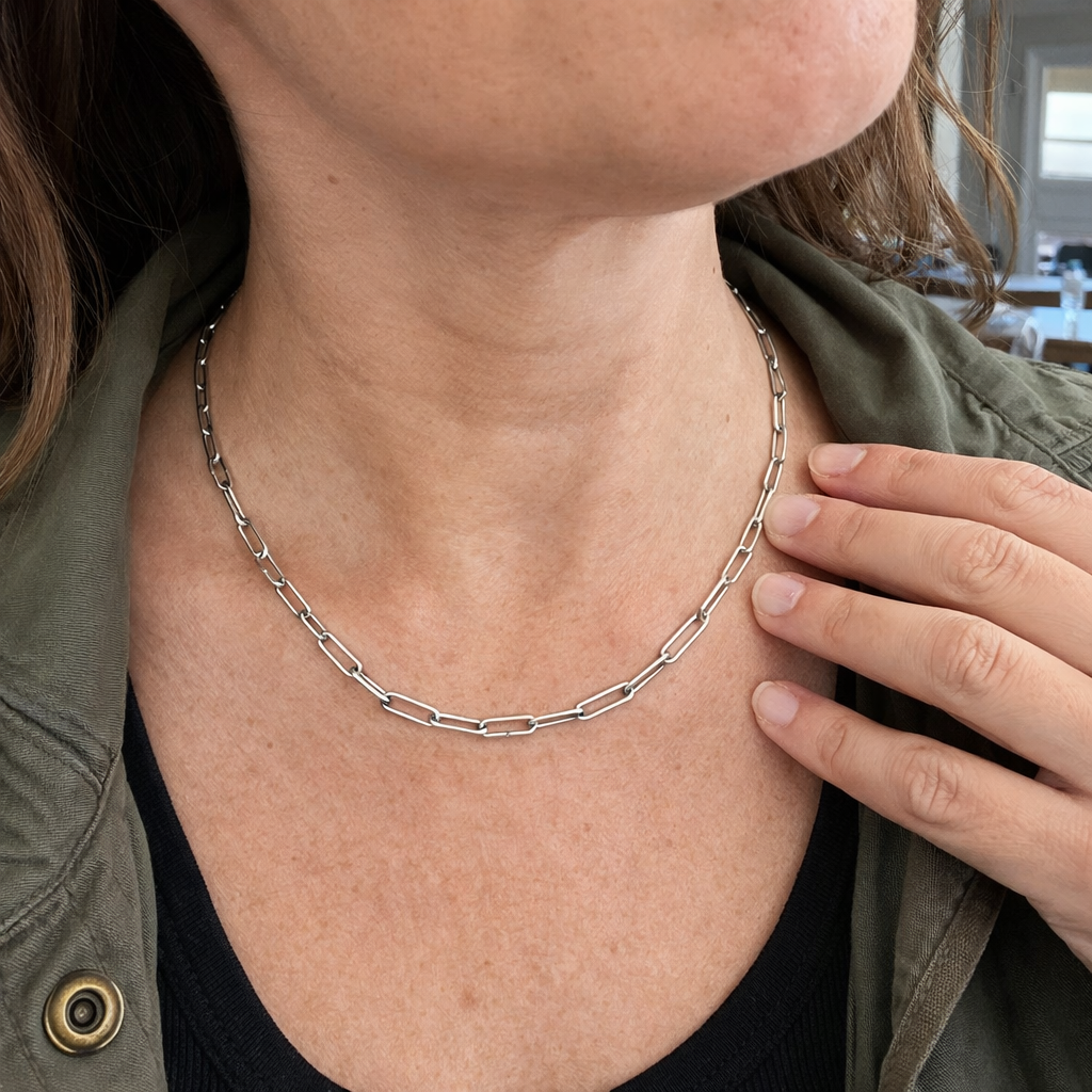 Collar Cadena Archen Oro Blanco