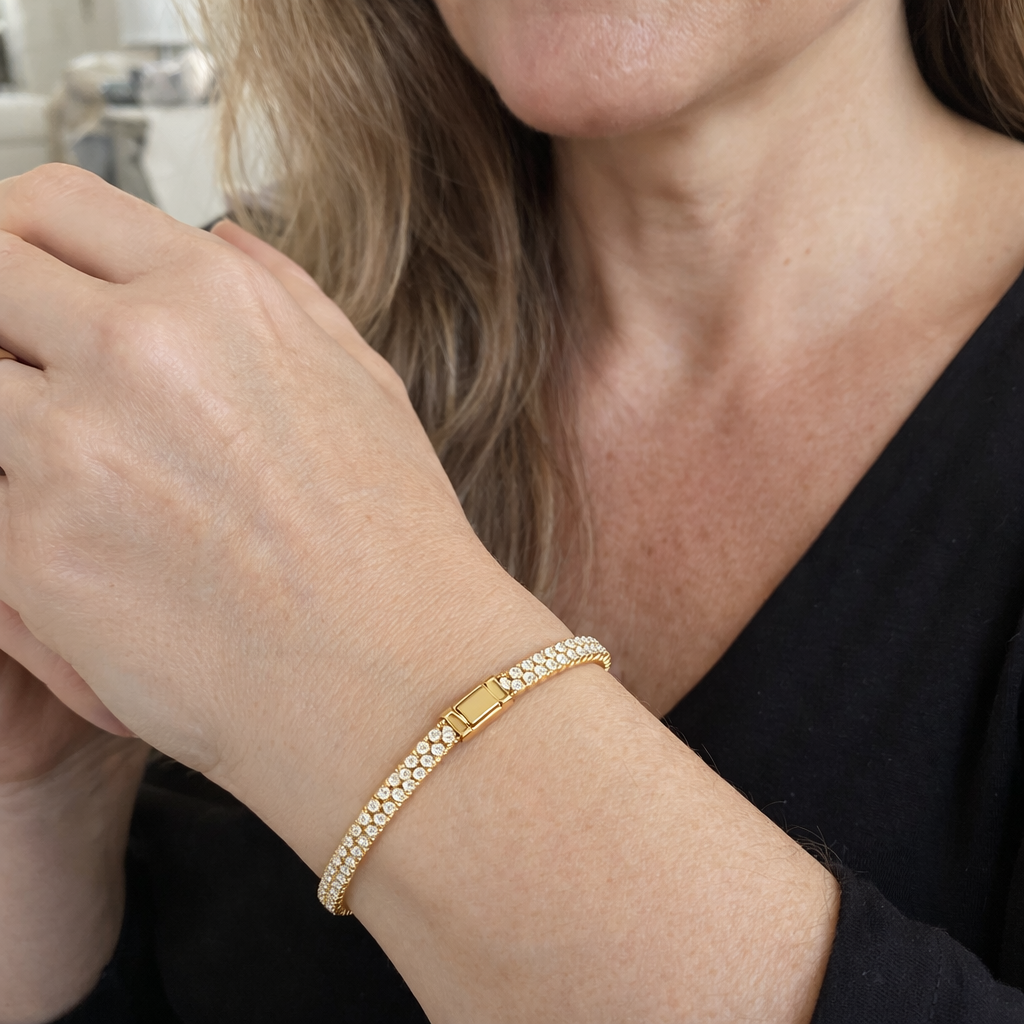 Pulsera Cubana Pavé Oro