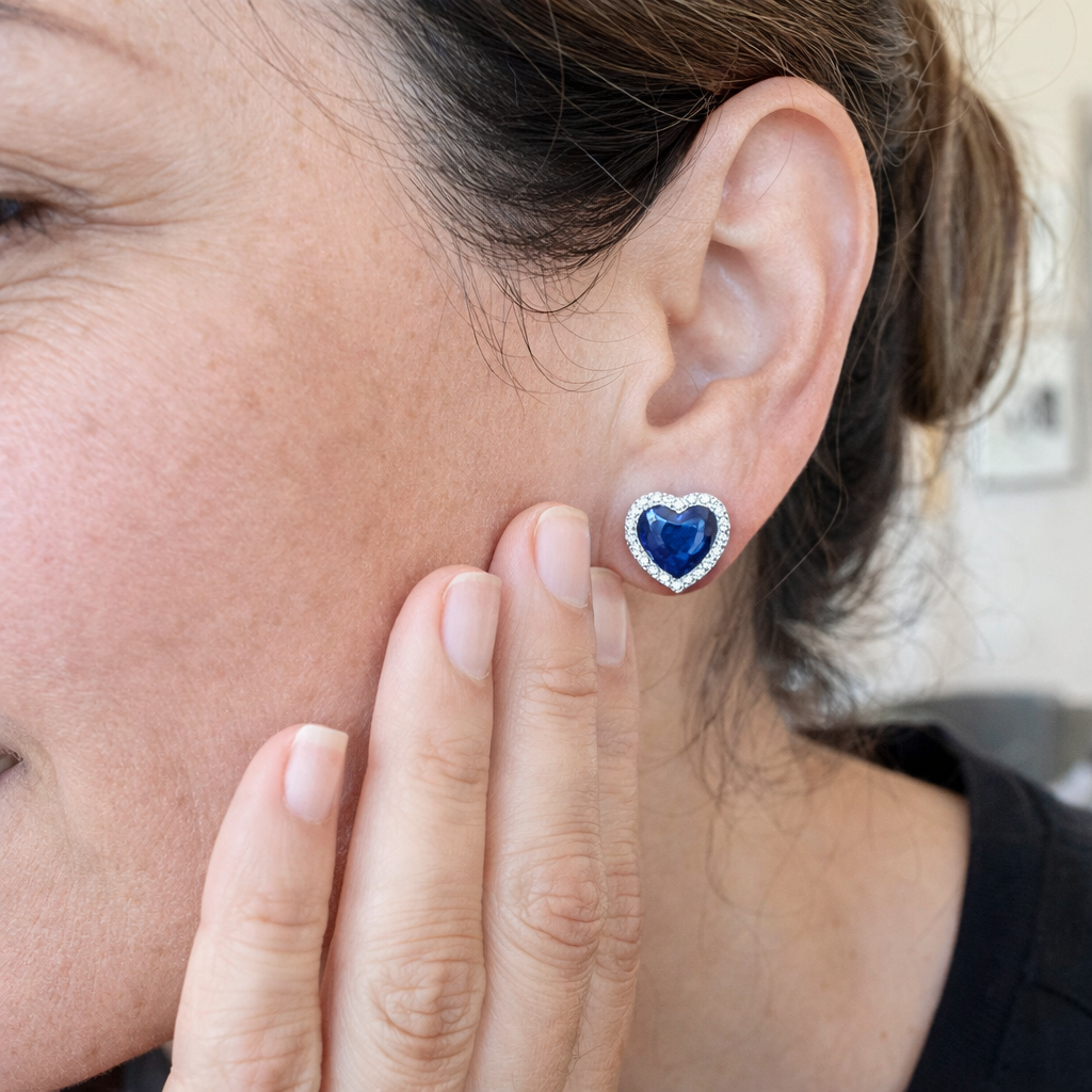 Pendientes Corazón Zafiro