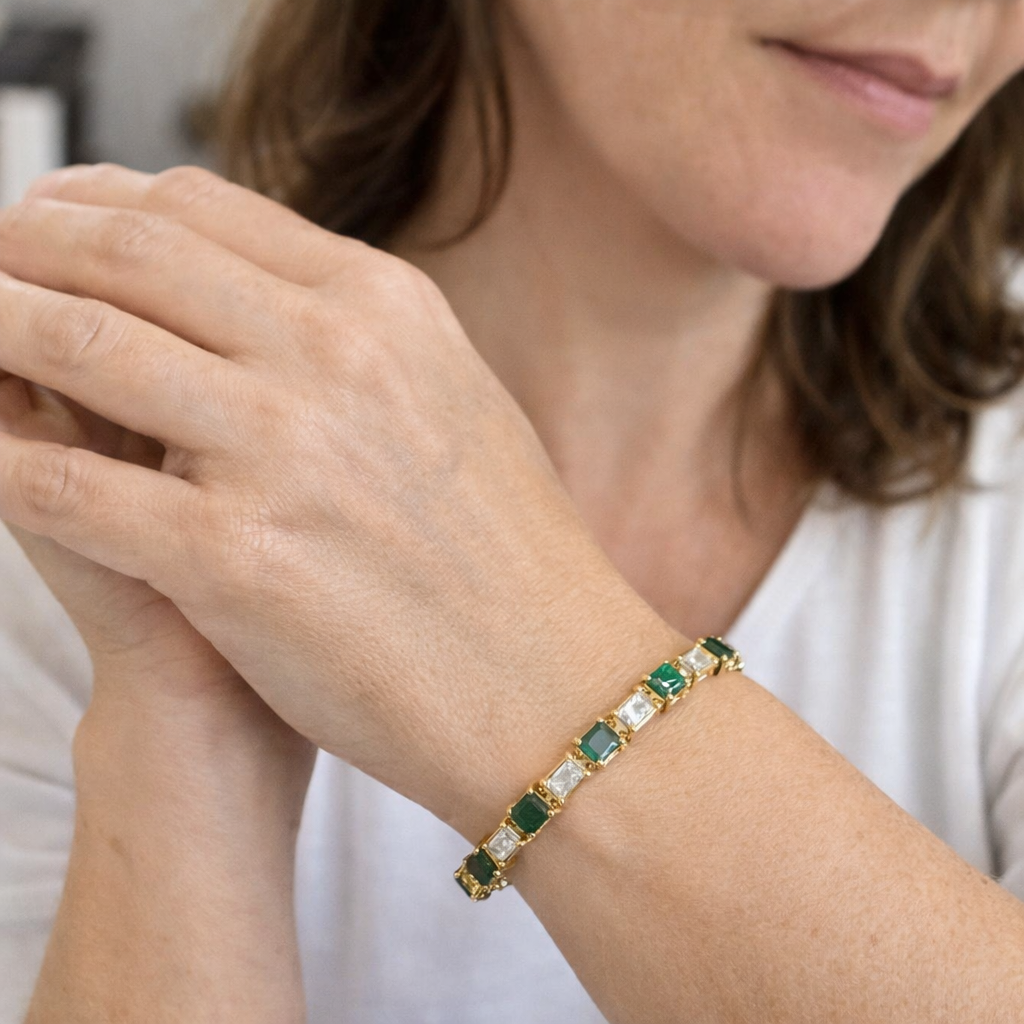 Pulsera Tenis Eslabón Verde