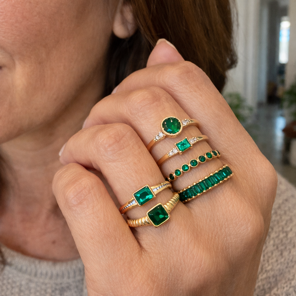 Set de Anillos Zarina Esmeralda