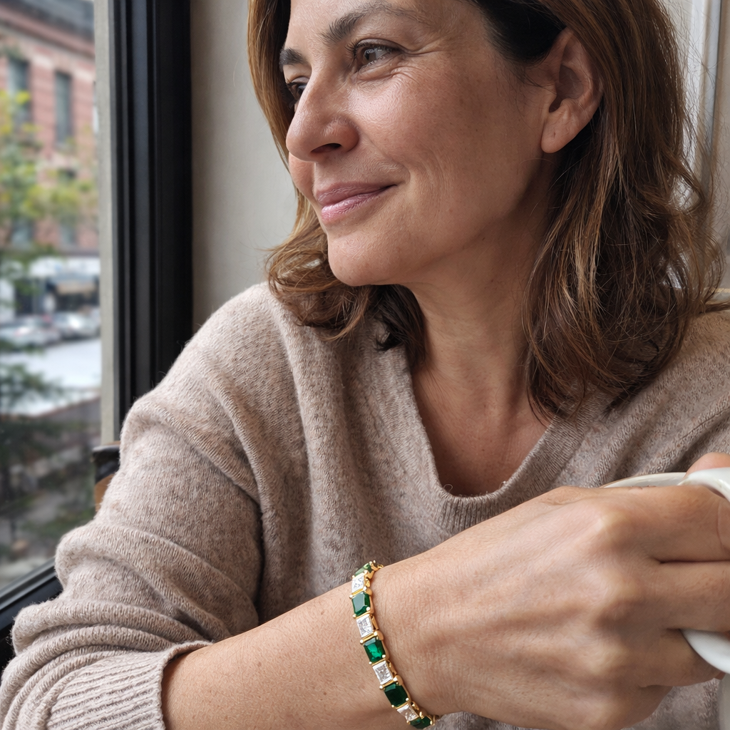 Pulsera Tenis Eslabón Verde