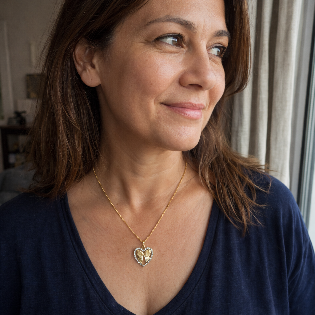 Collar Corazón y Mariposa Oro
