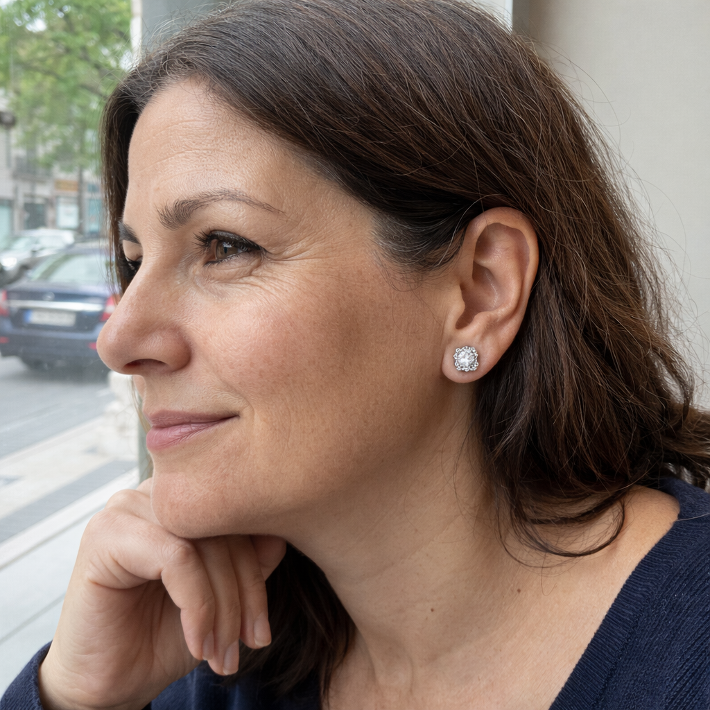 Pendientes Nadine Cuadrados Oro Blanco