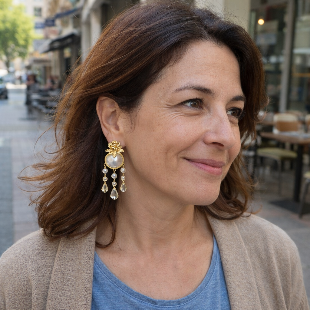 Pendientes Ivoria Gota de Rocío Perla