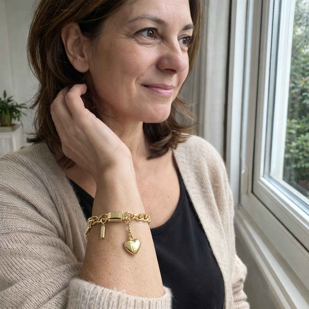 Pulsera Corazón Grueso Oro