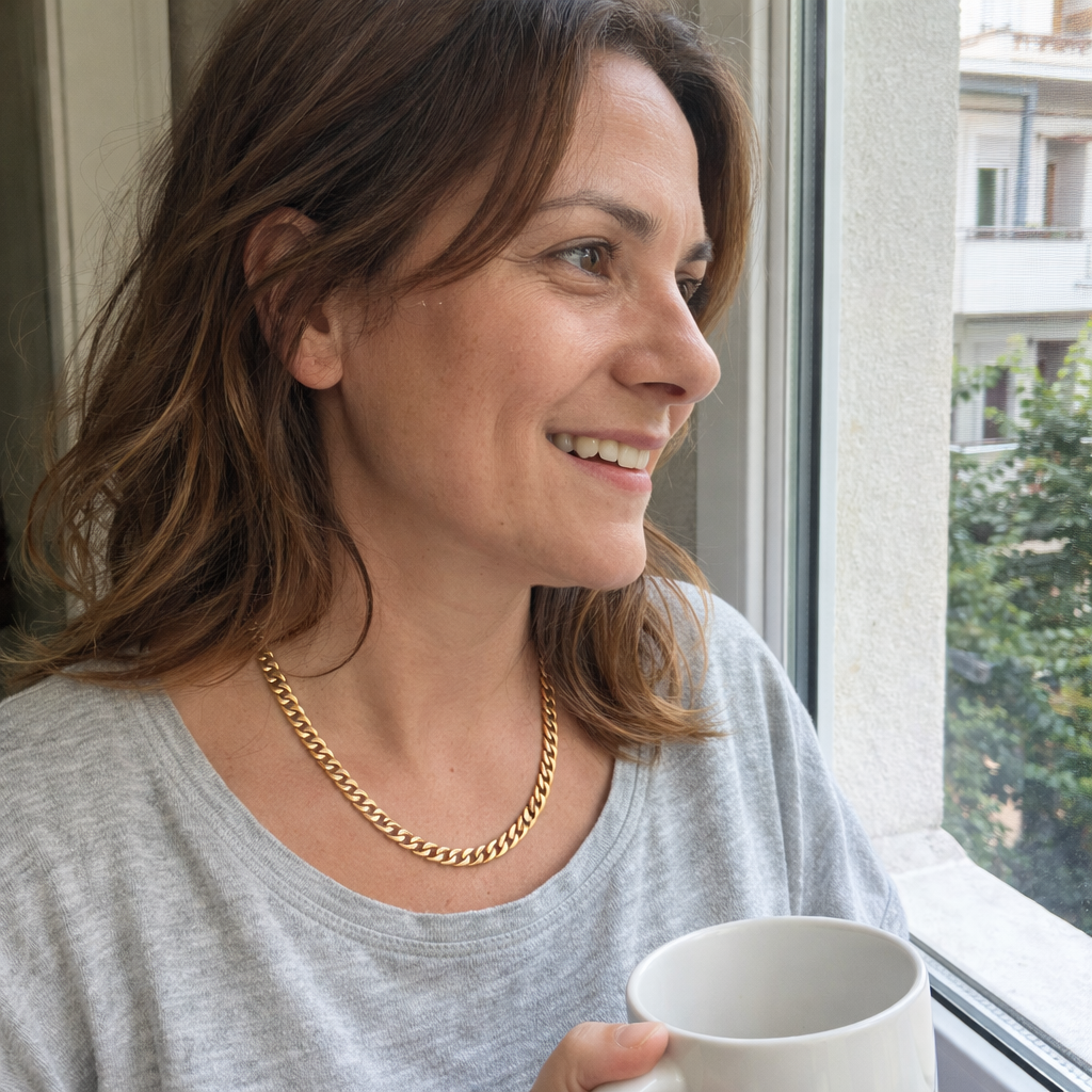 Collar Cadena Curb Plana Oro