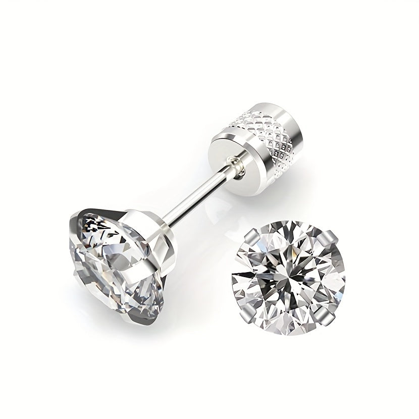 Pendientes Solitario Clásico Oro Blanco