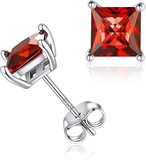 Pendientes Stud Minimalistas Rubí Talla Princesa