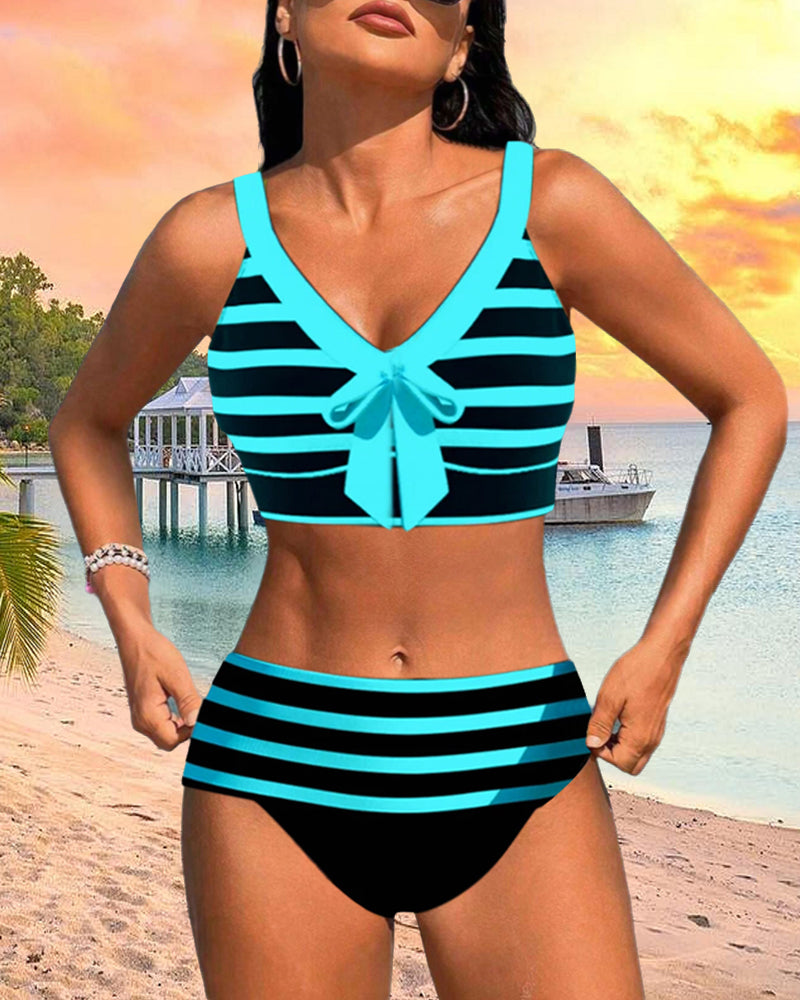 Island Glow | Bikini a righe a vita alta