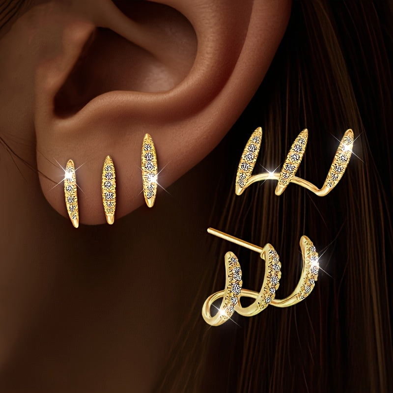 Pendientes Elegantes Strass Tres Garras