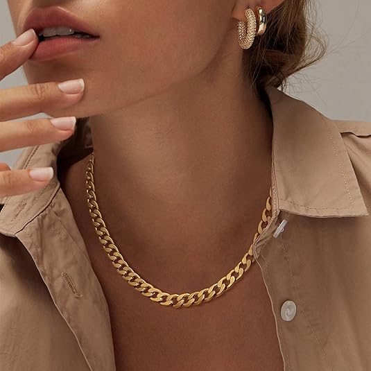 Collar Eslabón Cubano Grueso Oro
