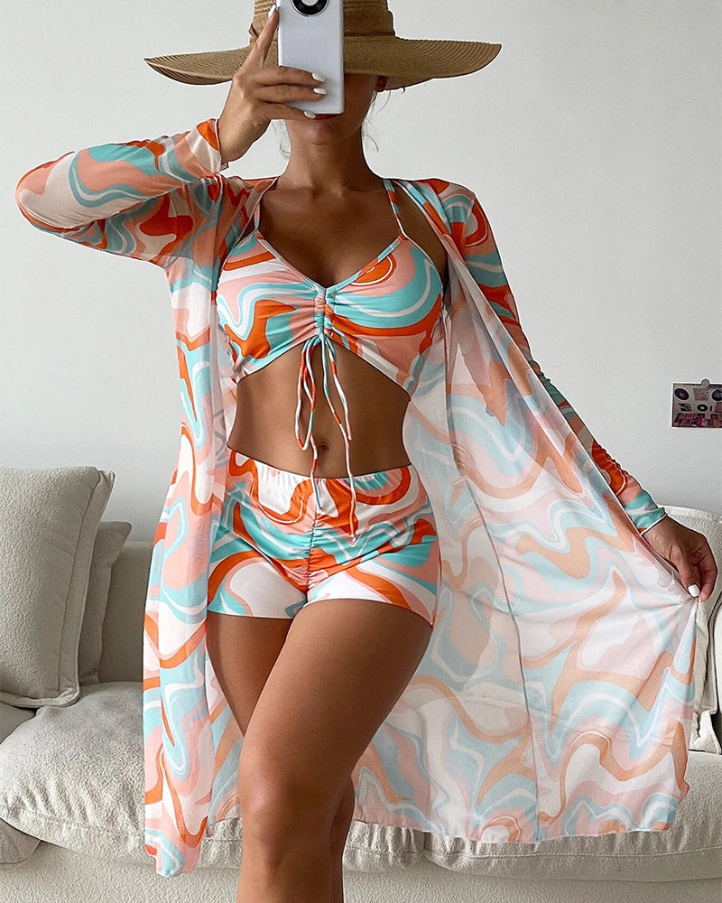 Coastal Chic | Set bikini 3 pezzi stampato