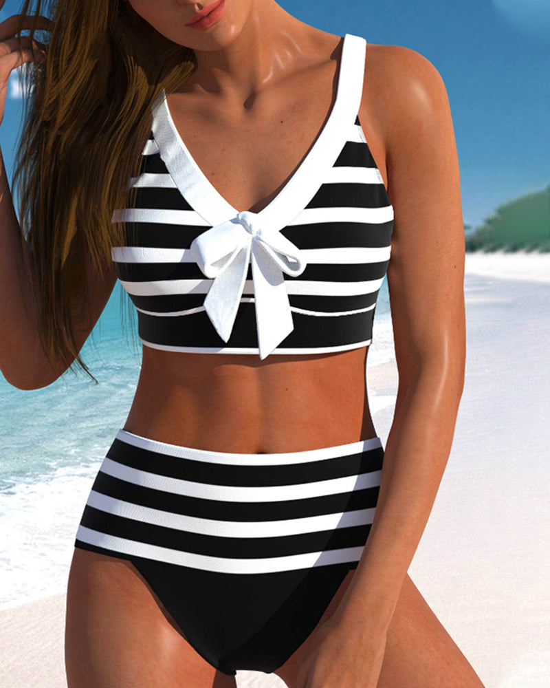 Island Glow | Bikini a righe a vita alta
