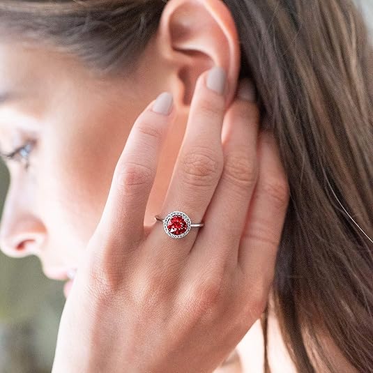 Anillo Promesa Rubí Rojo Profundo