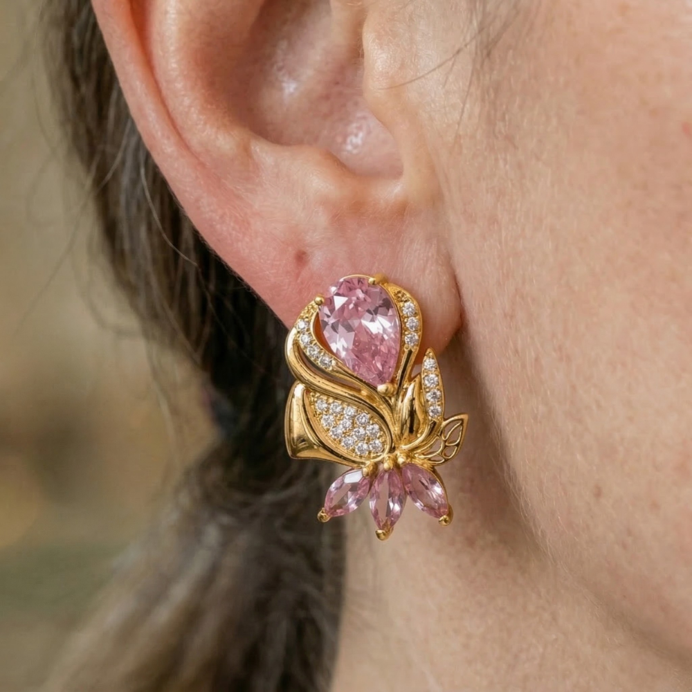 Pendientes Amorette Pétalo Rosa