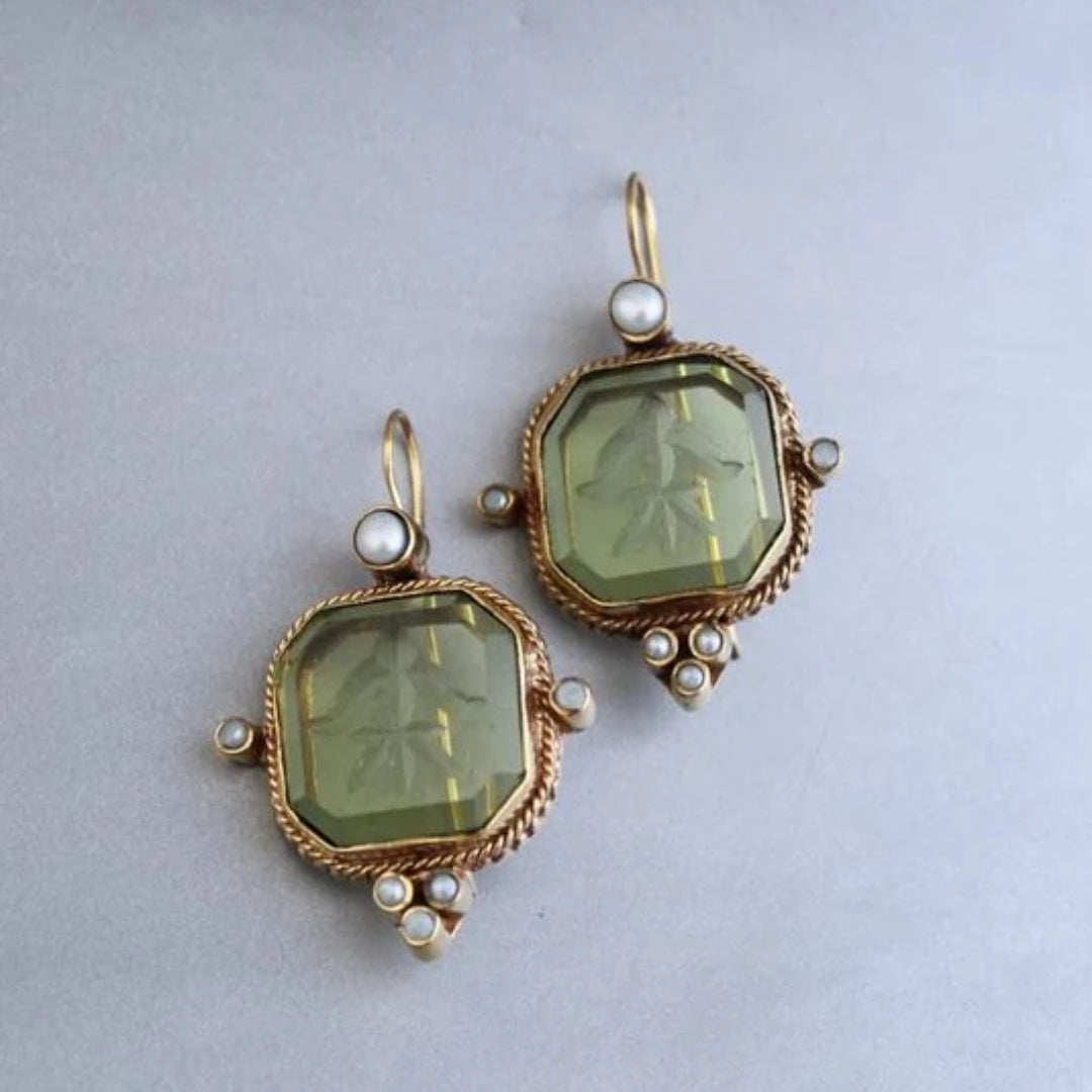 Pendientes Vintage Cristal Verde