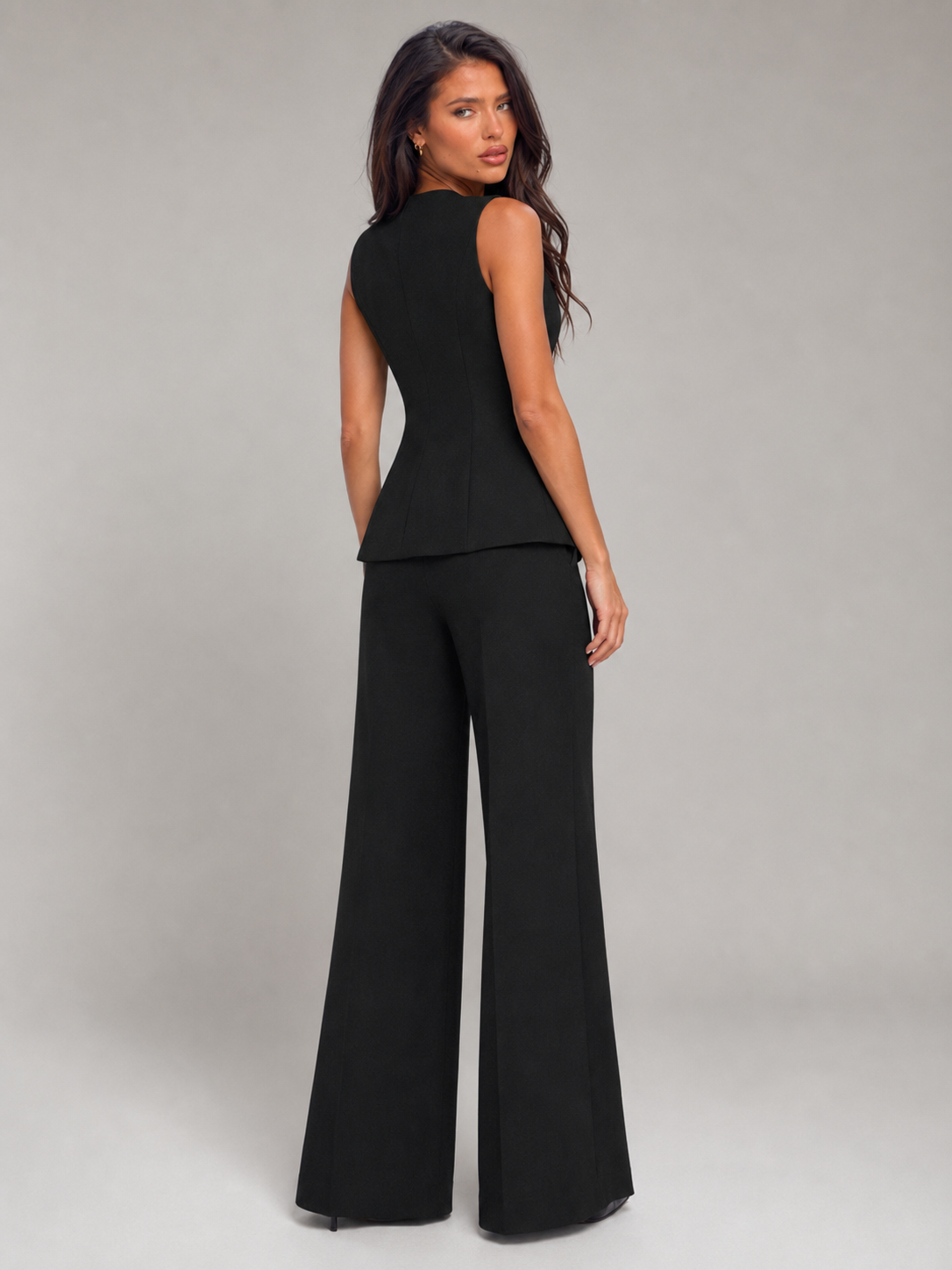 Conjunto de Chaleco y Pantalón Ancho Mujer - Elegante