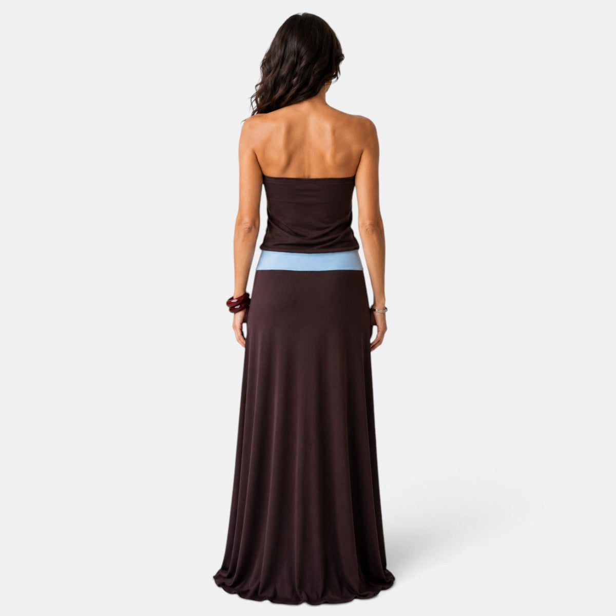 Vestido Maxi Marrón Elegante Invitada Boda