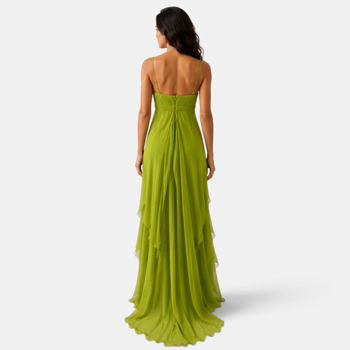 Vestido Invitada de Boda Largo con Volantes Cut Out